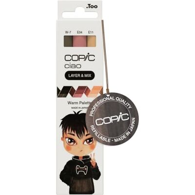 COPIC Ciao LAYER & MIX «Paleta cálida», set de rotuladores con 3 colores diferentes, rotulador de trazado con punta mediana y punta de pincel. COPIC Ciao LAYER & MIX «Paleta cálida», set de rotuladores con 3 colores diferentes, rotulador de trazado con punta mediana y punta de pincel.
