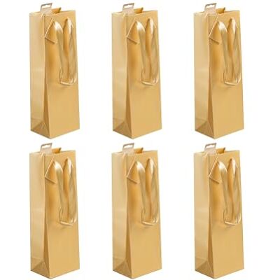 Eurowrap Clairefontaine – Lote de 5 bolsas de regalo premium – Tamaño botella – Tamaño: 12,5 x 9,5 x 38 cm – Diseño: liso oro mate Eurowrap Clairefontaine – Lote de 5 bolsas de regalo premium – Tamaño botella – Tamaño: 12,5 x 9,5 x 38 cm – Diseño: liso oro mate