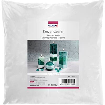GLOREX Estearina en Polvo de Color Blanco Bolsa de 1000 g para Hacer Todo Tipo de Velas se Pueden añadir Colores y Aromas para Manualidades Creativas GLOREX Estearina en Polvo de Color Blanco Bolsa de 1000 g para Hacer Todo Tipo de Velas se Pueden añadir Colores y Aromas para Manualidades Creativas