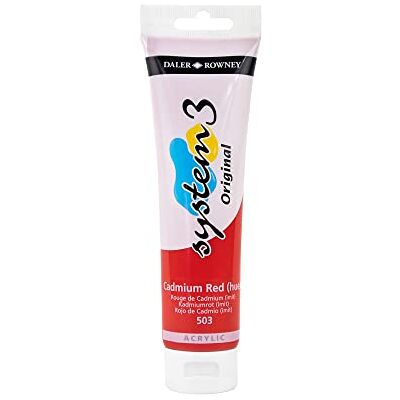 Daler Rowney – Paquete de papel ingres (150 ml) sistema 3 arcyclic – Tubo de acuarela, color rojo de cadmio Hue Daler Rowney – Paquete de papel ingres (150 ml) sistema 3 arcyclic – Tubo de acuarela, color rojo de cadmio Hue