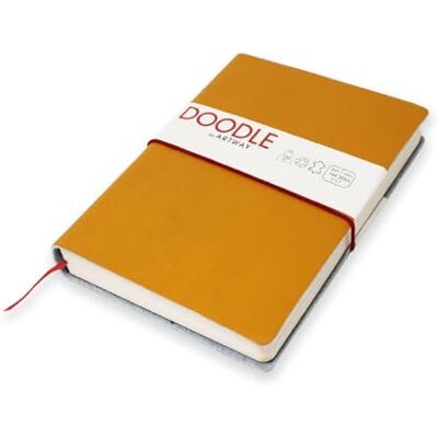 ARTWAY Indigo Doodle Diario/Libro de Notas de Cuero Amarillo Mostaza 175mm x 125mm 164 Caras/82 Páginas de Papel de Cartulina de 150gsm ARTWAY Indigo Doodle Diario/Libro de Notas de Cuero Amarillo Mostaza 175mm x 125mm 164 Caras/82 Páginas de Papel de Cartulina de 150gsm