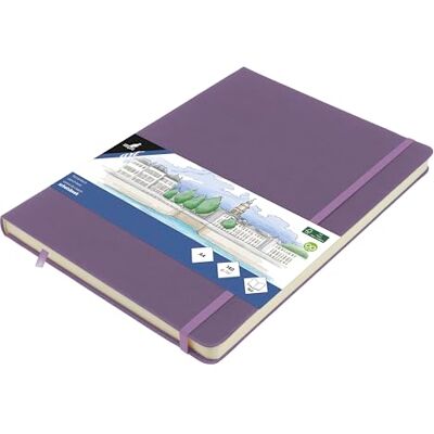 Kangaro Cuaderno de bocetos A4 Heather Purple PU tapa dura 80 hojas 140 gramos papel crema con banda elástica y banda Kangaro Cuaderno de bocetos A4 Heather Purple PU tapa dura 80 hojas 140 gramos papel crema con banda elástica y banda