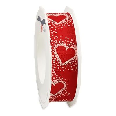 PRÄSENT Cinta de regalo ROM con borde de alambre rojo, 20 metros de cinta decorativa, 25 mm de ancho, cinta ligeramente flexible para decorar y manualidades, para ocasiones especiales PRÄSENT Cinta de regalo ROM con borde de alambre rojo, 20 metros de cinta decorativa, 25 mm de ancho, cinta ligeramente flexible para decorar y manualidades, para ocasiones especiales
