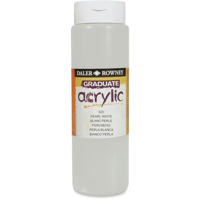 Daler Rowney Daler-Rowney Graduate Pintura acrílica (bote de 500 ml), color blanco perla Daler Rowney Daler-Rowney Graduate Pintura acrílica (bote de 500 ml), color blanco perla