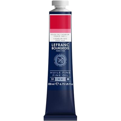 Lefranc Bourgeois Pintura al óleo fina de calidad, resistente a la luz y de consistencia uniforme, tubo de 200 ml, ideal para lienzos y tableros de pintura, Tono Rojo De Cadmio Oscuro Lefranc Bourgeois Pintura al óleo fina de calidad, resistente a la luz y de consistencia uniforme, tubo de 200 ml, ideal para lienzos y tableros de pintura, Tono Rojo De Cadmio Oscuro