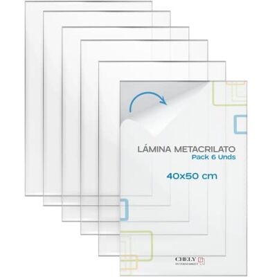 CHELY INTERMARKET Láminas Metacrilato 40X50 CM 1.2 MM Pack 6 Unidades Plexiglass Transparente Resistente Para Manualidades Marcos Pantallas Protección Fotografías Cristal Acrílico Plástico Duro CHELY INTERMARKET Láminas Metacrilato 40X50 CM 1.2 MM Pack 6 Unidades Plexiglass Transparente Resistente Para Manualidades Marcos Pantallas Protección Fotografías Cristal Acrílico Plástico Duro