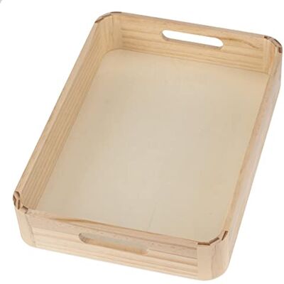 GLOREX Bandeja de Madera, Natural, 34,5 x 24,5 x 6 cm GLOREX Bandeja de Madera, Natural, 34,5 x 24,5 x 6 cm