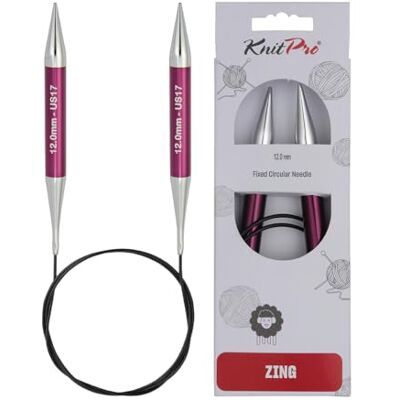 KnitPro Zing Fija de Tejer Circulares, Aluminio, Multicolor, 80 cm x 12.00 mm KnitPro Zing Fija de Tejer Circulares, Aluminio, Multicolor, 80 cm x 12.00 mm