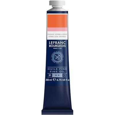 Lefranc Bourgeois Pintura al óleo fina de calidad, resistente a la luz y de consistencia uniforme, tubo de 200 ml, ideal para lienzos y tableros de pintura, Tono Naranja Bermellón Lefranc Bourgeois Pintura al óleo fina de calidad, resistente a la luz y de consistencia uniforme, tubo de 200 ml, ideal para lienzos y tableros de pintura, Tono Naranja Bermellón