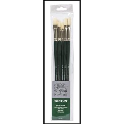 Winsor & Newton Winton Pincel óleo y acrílico, Madera, Verde, SET DE 5 Winsor & Newton Winton Pincel óleo y acrílico, Madera, Verde, SET DE 5
