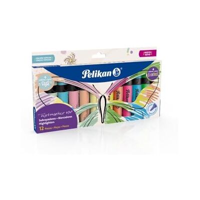 Pelikan , Set Mariposa de 12 Subrayadores Fluorescentes y Pastel, Marcadores de colores ultrafluorescentes Pelikan , Set Mariposa de 12 Subrayadores Fluorescentes y Pastel, Marcadores de colores ultrafluorescentes
