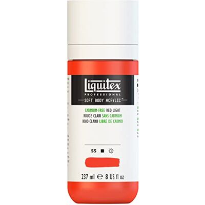 Liquitex Pintura acrílica profesional (cuerpo suave, consistencia cremosa, alta pigmentación, resistente a la luz y al envejecimiento, botella de 237 ml), color rojo claro Liquitex Pintura acrílica profesional (cuerpo suave, consistencia cremosa, alta pigmentación, resistente a la luz y al envejecimiento, botella de 237 ml), color rojo claro