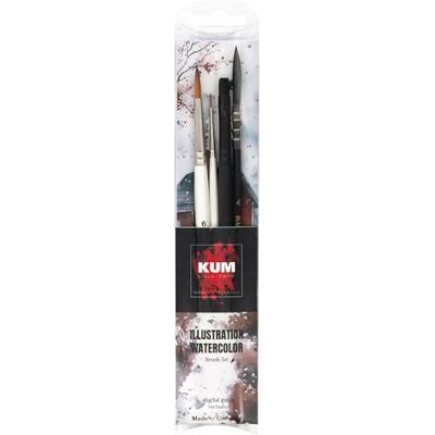 KUM Juego de pinceles artísticos «Illustration Watercolor», 4 piezas KUM Juego de pinceles artísticos «Illustration Watercolor», 4 piezas