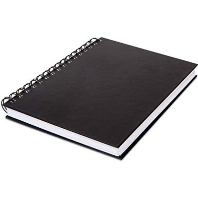 Honsell Cuaderno de bocetos con Espiral con Tapa Dura, DIN A5, Vertical, 60 Hojas, 140 g/m², Papel de Dibujo Mate, borrado, sin ácidos y Resistente al envejecimiento, Negro, Blanco Honsell Cuaderno de bocetos con Espiral con Tapa Dura, DIN A5, Vertical, 60 Hojas, 140 g/m², Papel de Dibujo Mate, borrado, sin ácidos y Resistente al envejecimiento, Negro, Blanco