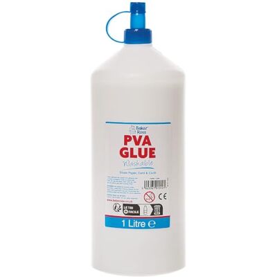 Baker Ross Pegamento PVA Lavable 1 Litro, PVA para Escuelas, Material Didáctico, Pegamento Multiusos para Madera, Papel Cartulina Baker Ross Pegamento PVA Lavable 1 Litro, PVA para Escuelas, Material Didáctico, Pegamento Multiusos para Madera, Papel Cartulina