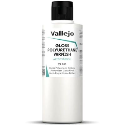 Vallejo Gloss Polyurethane Varnish 200 Ml. Barniz de Poliuretano Brillante para Aplicación con Pincel o Aerógrafo. Protección Duradera y Muy Resistente para Figuras y Maquetas Vallejo Gloss Polyurethane Varnish 200 Ml. Barniz de Poliuretano Brillante para Aplicación con Pincel o Aerógrafo. Protección Duradera y Muy Resistente para Figuras y Maquetas