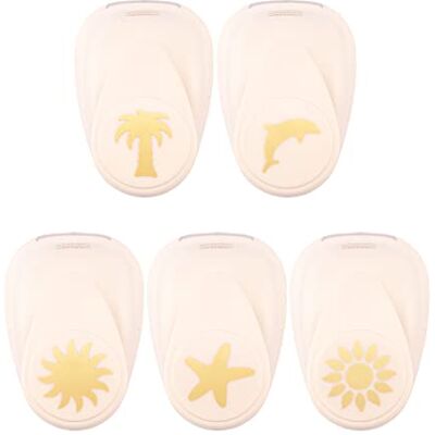 Creative Juego de 5 troqueles con diseño de girasoles, palmeras, delfines, estrellas de mar y sol, 2,5 cm, hasta 250 g/m², para manualidades, papel y scrapbooking Creative Juego de 5 troqueles con diseño de girasoles, palmeras, delfines, estrellas de mar y sol, 2,5 cm, hasta 250 g/m², para manualidades, papel y scrapbooking
