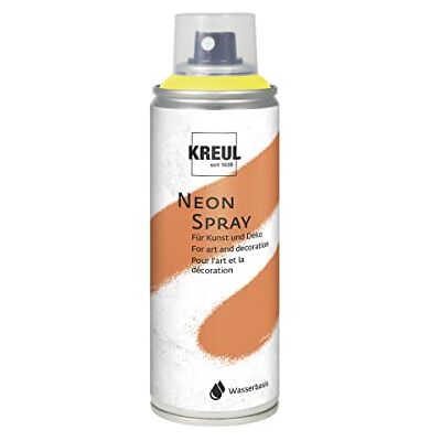 KREUL 76371 Spray de color, amarillo neón 200 ml, pintura fluorescente en spray a base de agua, luminosidad intensa sobre fondo blanco, brilla bajo luz negra KREUL 76371 Spray de color, amarillo neón 200 ml, pintura fluorescente en spray a base de agua, luminosidad intensa sobre fondo blanco, brilla bajo luz negra