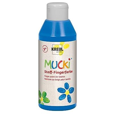 KREUL 28404 Mucki pintura luminosa para dedos de tela, 250 ml en azul, a base de agua, sin parabenos, sin gluten, sin lactosa y vegana KREUL 28404 Mucki pintura luminosa para dedos de tela, 250 ml en azul, a base de agua, sin parabenos, sin gluten, sin lactosa y vegana