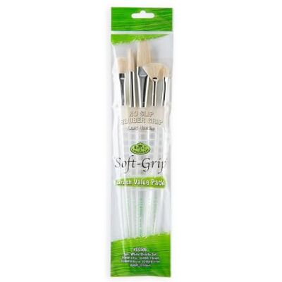 Royal & Langnickel -Set de brochas de Mango Largo Agarre Suave Variedad cerdas (5 Piezas) Color Blanco (Royal Brush ) Royal & Langnickel -Set de brochas de Mango Largo Agarre Suave Variedad cerdas (5 Piezas) Color Blanco (Royal Brush )