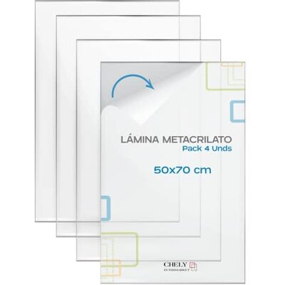 CHELY INTERMARKET Láminas Metacrilato 50X70 CM 1.2 MM Pack 4 Unidades Plexiglass Transparente Resistente Para Manualidades Marcos Pantallas Protección Fotografías Cristal Acrílico Plástico Duro CHELY INTERMARKET Láminas Metacrilato 50X70 CM 1.2 MM Pack 4 Unidades Plexiglass Transparente Resistente Para Manualidades Marcos Pantallas Protección Fotografías Cristal Acrílico Plástico Duro