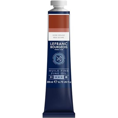 Lefranc Bourgeois Pintura al óleo fina de calidad, resistente a la luz y de consistencia uniforme, tubo de 200 ml, ideal para lienzos y tableros de pintura, Ocre Rojo Lefranc Bourgeois Pintura al óleo fina de calidad, resistente a la luz y de consistencia uniforme, tubo de 200 ml, ideal para lienzos y tableros de pintura, Ocre Rojo