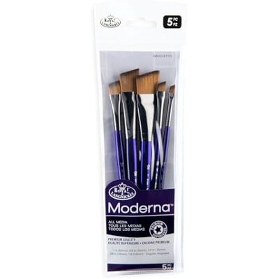 Royal & Langnickel Moderna Juego de Pinceles angulares para Todos los Medios de Pintura, 5 Unidades Royal & Langnickel Moderna Juego de Pinceles angulares para Todos los Medios de Pintura, 5 Unidades