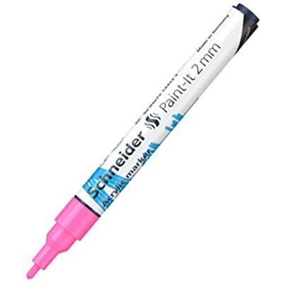 Schneider 120109 Paint-It Rotulador acrílico (con punta redonda de 2 mm, pinturas acrílicas de alta cobertura para madera, lienzo, piedra, etc.), 1 unidad, color rosa Schneider 120109 Paint-It Rotulador acrílico (con punta redonda de 2 mm, pinturas acrílicas de alta cobertura para madera, lienzo, piedra, etc.), 1 unidad, color rosa