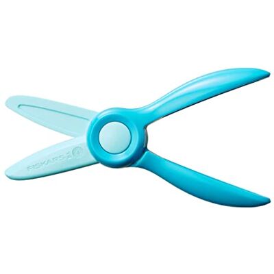Fiskars Tijeras para niños, A partir de 2 años, Para aprender a cortar Longitud: 13 cm, cuchillas y mangos de plástico, verde azulado, arrancador, Fiskars Tijeras para niños, A partir de 2 años, Para aprender a cortar Longitud: 13 cm, cuchillas y mangos de plástico, verde azulado, arrancador,