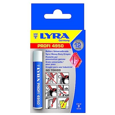 LYRA -12-1 Tiza redonda para neumáticos (15 mm, 12 unidades), color blanco LYRA -12-1 Tiza redonda para neumáticos (15 mm, 12 unidades), color blanco