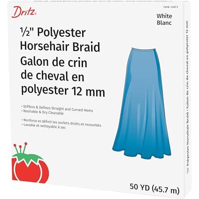 Dritz 1/2 X 50 M Trenza de Pelo de Caballo, Color Blanco Dritz 1/2 X 50 M Trenza de Pelo de Caballo, Color Blanco