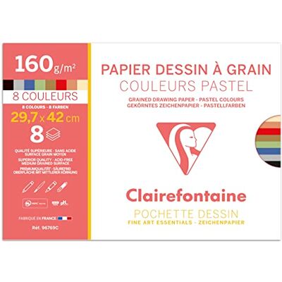 Papel de Dibujo Clairefontaine Pastel - 8F A3 160g Papel de Dibujo Clairefontaine Pastel - 8F A3 160g