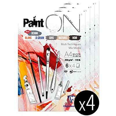 Clairefontaine – Bloque de pegamento multitécnico – 24 hojas de papel de dibujo multifunción – Surtido de 6 colores x4 hojas – A4 21 x 29,7 cm 250 g – Paquete de 4 bloques Clairefontaine – Bloque de pegamento multitécnico – 24 hojas de papel de dibujo multifunción – Surtido de 6 colores x4 hojas – A4 21 x 29,7 cm 250 g – Paquete de 4 bloques