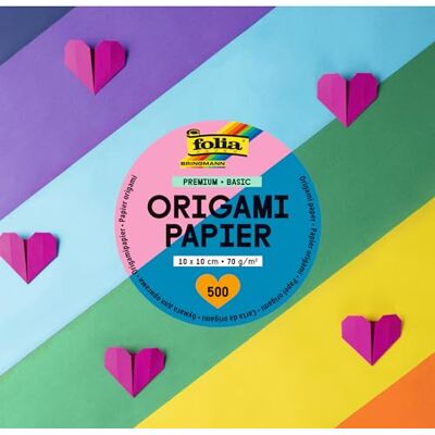 Folia Hojas plegables premium 70g/m², BASIC, 10 x 10 cm, 500 hojas en 10 colores diferentes, para manualidades, embellecer y decorar Folia Hojas plegables premium 70g/m², BASIC, 10 x 10 cm, 500 hojas en 10 colores diferentes, para manualidades, embellecer y decorar