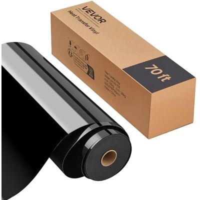 VEVOR Rollo de Vinilo Termoadhesivo HTV 304,8 x 21336 mm Vinilo de Transferencia Térmica Fácil Cortar/Despegar Fuerte Adhesión Compatible con Máquina de Corte, para Varios Materiales, Negro Brillante VEVOR Rollo de Vinilo Termoadhesivo HTV 304,8 x 21336 mm Vinilo de Transferencia Térmica Fácil Cortar/Despegar Fuerte Adhesión Compatible con Máquina de Corte, para Varios Materiales, Negro Brillante