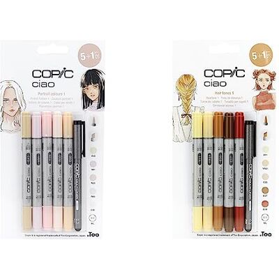 COPIC Ciao Rotulador de colores, paquete 5+1, tonos de pelo 1 y 2 juegos temáticos, para arte y manualidades, colorear, gráficos, resaltador, diseño, anime, profesionales y principiantes, COPIC Ciao Rotulador de colores, paquete 5+1, tonos de pelo 1 y 2 juegos temáticos, para arte y manualidades, colorear, gráficos, resaltador, diseño, anime, profesionales y principiantes,