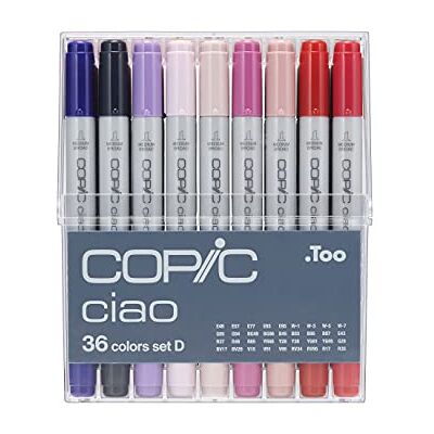 COPIC Ciao Set «36 Colors D», 36 piezas en expositor acrílico, Rotulador doble con punta mediana y punta de pincel COPIC Ciao Set «36 Colors D», 36 piezas en expositor acrílico, Rotulador doble con punta mediana y punta de pincel