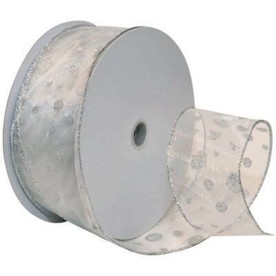 Morex Glitter Dots Wired Sheer Glitter Ribbon, 2-1/2-Inch by 50-Yard Spool, Silver Morex Glitter Dots Wired Sheer Glitter Ribbon, 2-1/2-Inch by 50-Yard Spool, Silver