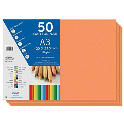 DOHE Cartulinas A3 Color Naranja para Manualidades e Impresión (50 uds.) 21x29,7 cm 180 g/m² Material de oficina DOHE Cartulinas A3 Color Naranja para Manualidades e Impresión (50 uds.) 21x29,7 cm 180 g/m² Material de oficina