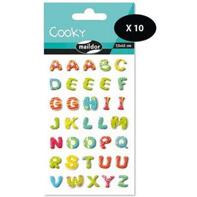 Maildor Bolsa de gomas 3D Cooky 1 tabla de 7,5 x 12 cm, Alphabet Pep's (35 pegatinas) Paquete de 10 Maildor Bolsa de gomas 3D Cooky 1 tabla de 7,5 x 12 cm, Alphabet Pep's (35 pegatinas) Paquete de 10