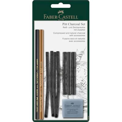 Faber-Castell Set de dibujo Pitt Charcoal, 10 piezas Carboncillo de dibujo con accesorios para bocetos, retratos y dibujos expresivos Faber-Castell Set de dibujo Pitt Charcoal, 10 piezas Carboncillo de dibujo con accesorios para bocetos, retratos y dibujos expresivos