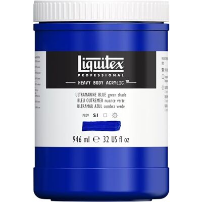 Liquitex Color acrílico Heavy Body, ultramar (sombra verde), 946 ML Liquitex Color acrílico Heavy Body, ultramar (sombra verde), 946 ML