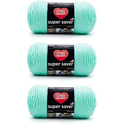 Red Heart Super Saver Ovillo de hilo verde menta, paquete de 3 unidades de 198 g, acrílico, n.º 4 mediano (peinado), 333 m, tejido/ganchillo Red Heart Super Saver Ovillo de hilo verde menta, paquete de 3 unidades de 198 g, acrílico, n.º 4 mediano (peinado), 333 m, tejido/ganchillo