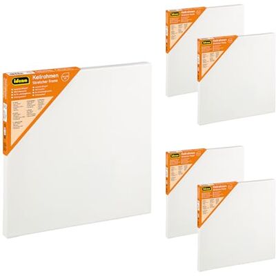 Idena 90561 Bastidores con lienzo blanco 100% algodón, 5 unidades de aprox. 30 x 30 cm, gramaje 380 g/m², para pinturas al óleo y acrílicas Idena 90561 Bastidores con lienzo blanco 100% algodón, 5 unidades de aprox. 30 x 30 cm, gramaje 380 g/m², para pinturas al óleo y acrílicas