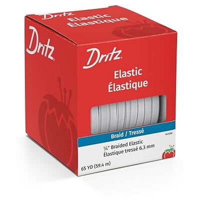 Dritz 1/4" Braided, White Elástico Trenzado de 1/4 x 65, Color Blanco, Algodón, 1/4-Inch by 65-Yard Dritz 1/4" Braided, White Elástico Trenzado de 1/4 x 65, Color Blanco, Algodón, 1/4-Inch by 65-Yard