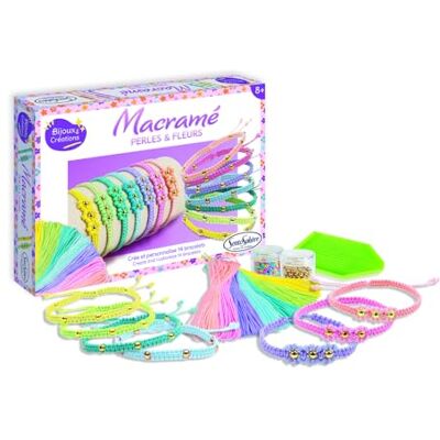 Sentosphère Sentosfera – Macramé Perlas & Flores – Estuche creativo para niños a partir de 8 años – Crea 14 pulseras de colores con hilos macramé y perlas doradas para un look único y personalizado – Sentosphère Sentosfera – Macramé Perlas & Flores – Estuche creativo para niños a partir de 8 años – Crea 14 pulseras de colores con hilos macramé y perlas doradas para un look único y personalizado –