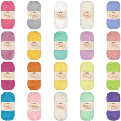 BambooMN JubileeYarn Baby Soft Bamboo Cotton Yarn Hilo de algodón (50 g/hebra, 20 ovillos) BambooMN JubileeYarn Baby Soft Bamboo Cotton Yarn Hilo de algodón (50 g/hebra, 20 ovillos)