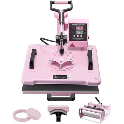 VEVOR 5 en 1 Máquina de Prensado por Calor con Prensa de Vaso de 0,85 kg, 300 x 380 mm, Prensa Térmico con Giro de 360° y Control Digital Preciso para Camisetas, Tazas, Sombreros y Platos, Rosa VEVOR 5 en 1 Máquina de Prensado por Calor con Prensa de Vaso de 0,85 kg, 300 x 380 mm, Prensa Térmico con Giro de 360° y Control Digital Preciso para Camisetas, Tazas, Sombreros y Platos, Rosa