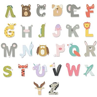 Sizzix Juego de Troqueles Thinlits, 26 Unidades, Alfabeto Animal, por Lisa Jones, , Multicolor, One Size Sizzix Juego de Troqueles Thinlits, 26 Unidades, Alfabeto Animal, por Lisa Jones, , Multicolor, One Size