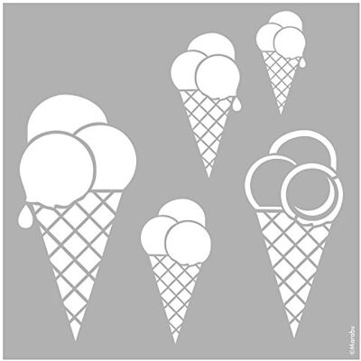 Marabu 0 Plantilla de Estarcido Cortada con láser, Resistente, sin PVC, para Uso en Paredes, Muebles y Textiles, Reutilizable, Aprox. 33 x 33 cm, Conos de Helado Marabu 0 Plantilla de Estarcido Cortada con láser, Resistente, sin PVC, para Uso en Paredes, Muebles y Textiles, Reutilizable, Aprox. 33 x 33 cm, Conos de Helado